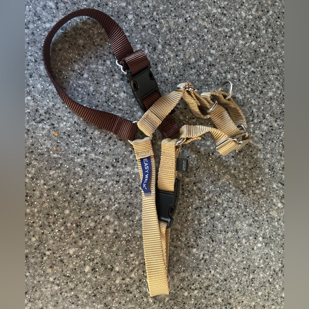 Easy Walk Dog Harness in Brown and Tan-size Medium